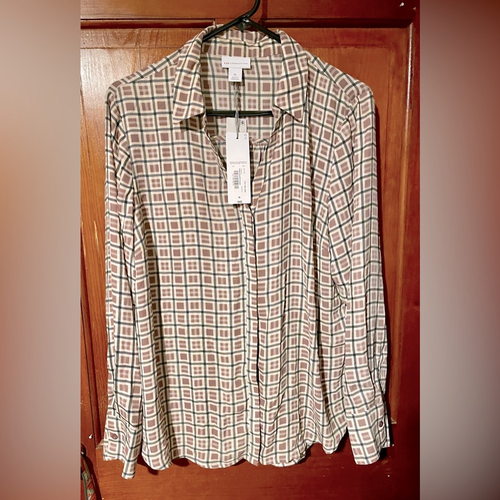 “New” Women’s Rose Quartz Plaid Blouse Top